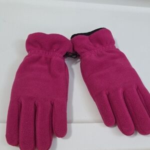 Lands' End Vibrant Pink Fleece Gloves Size Large
